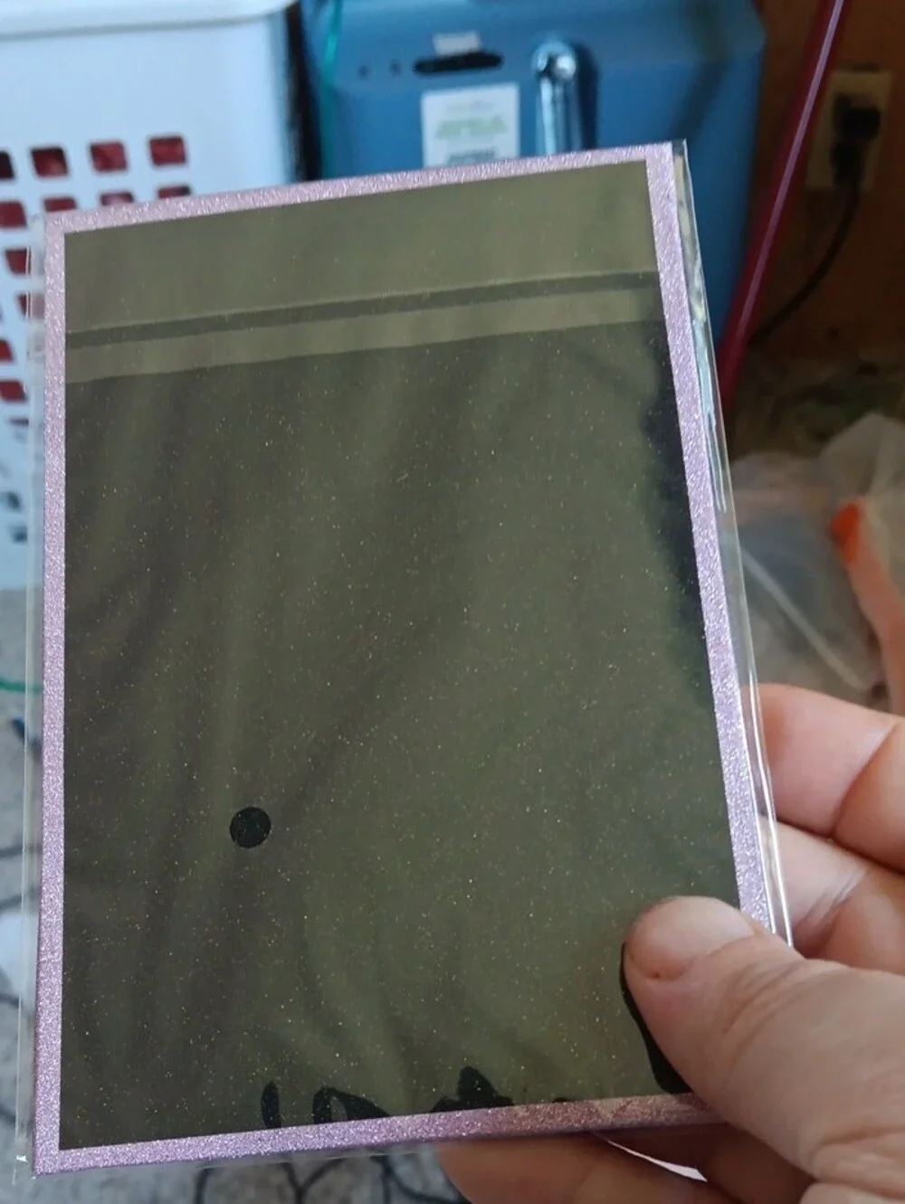 Pokemon Blue Riolu Card Art Board with Pink Glitter Border